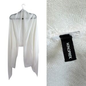 MONOPRIX Off White Gauze Fringe Scarf Shawl Wrap Lightweight